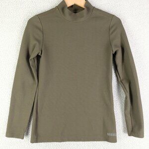 Nobull Shirt Womens Small Olive Green Waffle Knit Compression Long Sleeve Gym
